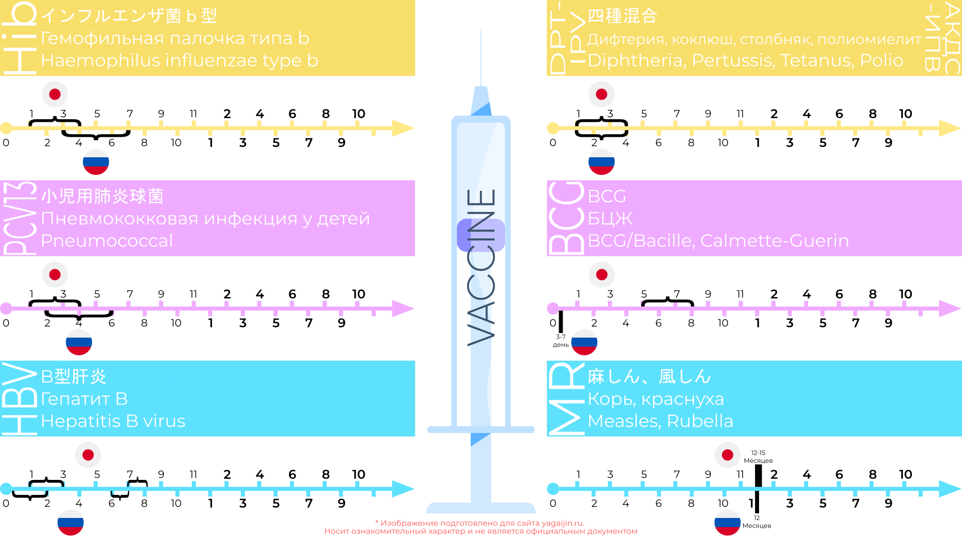 Сравнение схем вакцинаций в Японии и России